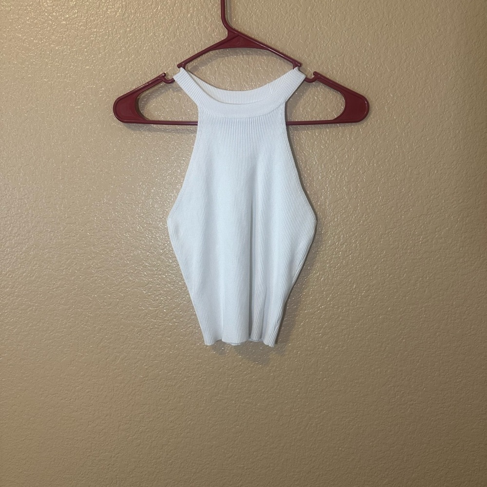 Active USA White Ribbed Tank Top